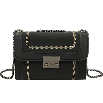 

Women's handbag with straddle and one shoulder small square bag 2020 new Pu frosted Korean fashion handbag lock and embroider