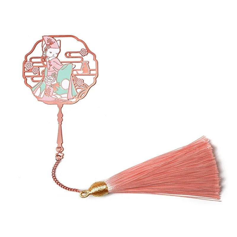 Металлическая Закладка Kawaii Hanfu животные кошка милые закладки для книг Segnalibro