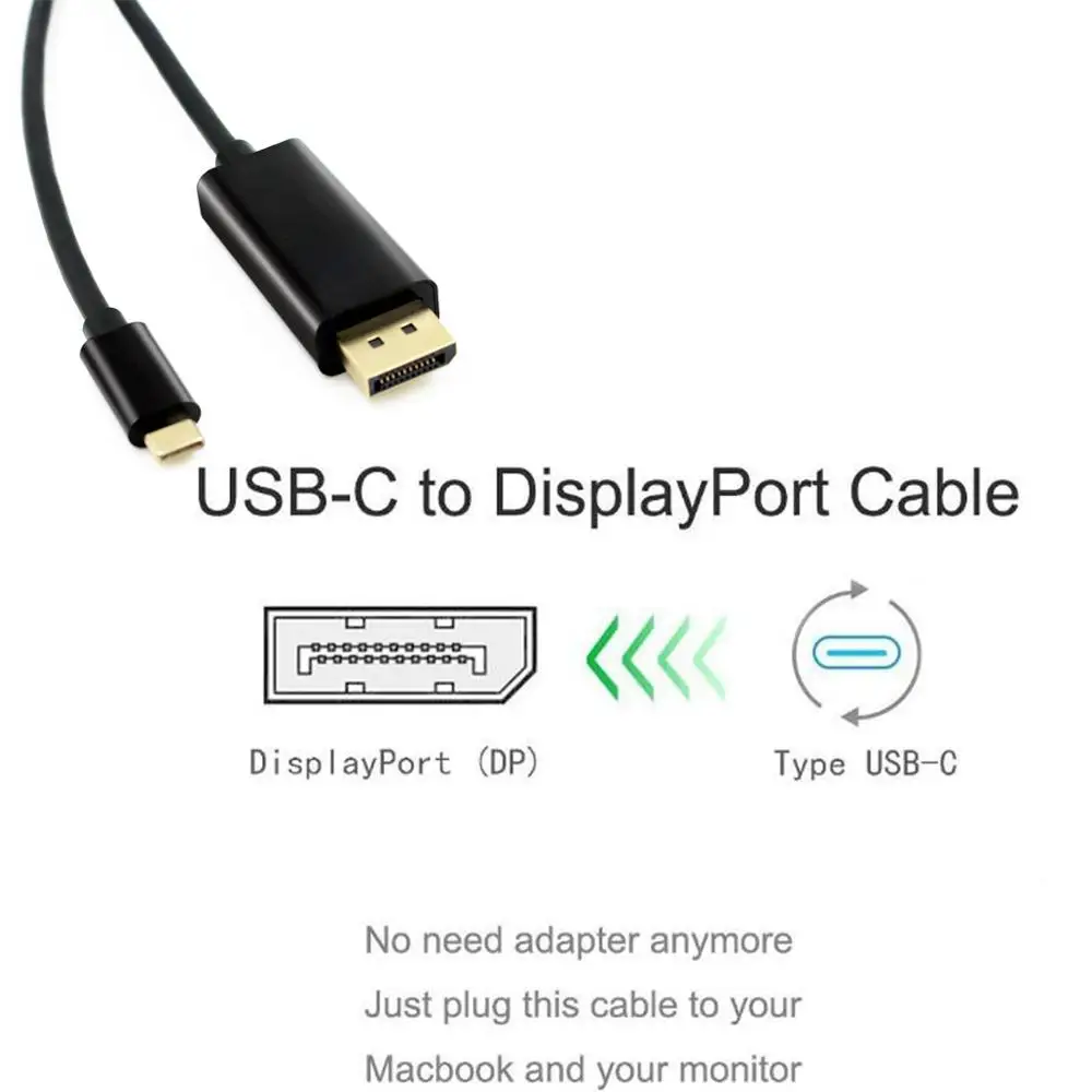 1 8 M 4K USB C к DisplayPort Кабель 3 Тип DP Thunderbolt адаптер для samsung Galaxy S9/S8 huawei mate 10 Pro DP|Кабели VGA|