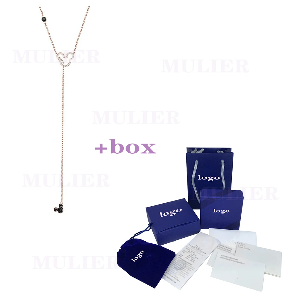 

MULIER 2019 New High Quality Mi mouse Necklace Luxurious Charming Dark Crystal Lady Fashion Pop Romantic Jewelry 5429084