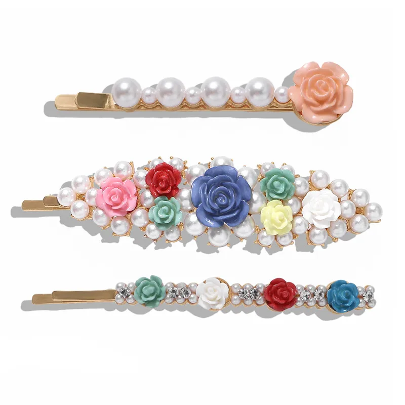 Best lady Newly ZA Simulated Pealr Hair pins For Women Wedding Party Bohemian Crystal Girls Gifts Multicoloured Hair Jewelry - Окраска металла: 19