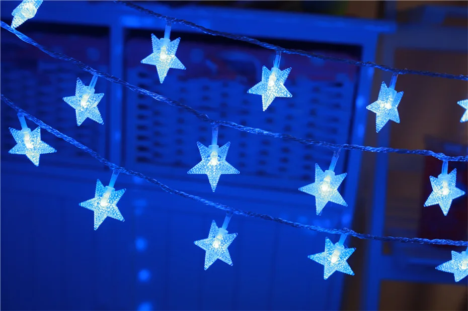 Светодио дный светодиодные водостойкие гирлянды Twinkle Star Fairy Lights Декоративные для рождественской елки Свадебные праздничные батареи EU Plug