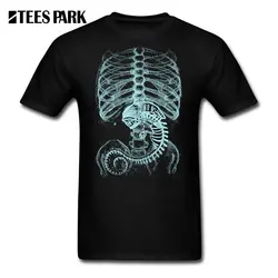 Мужская футболка с чужой против хищника, Мужская футболка с изображением эмбриона для тела, X-Ray, Забавные футболки, мужская с круглым