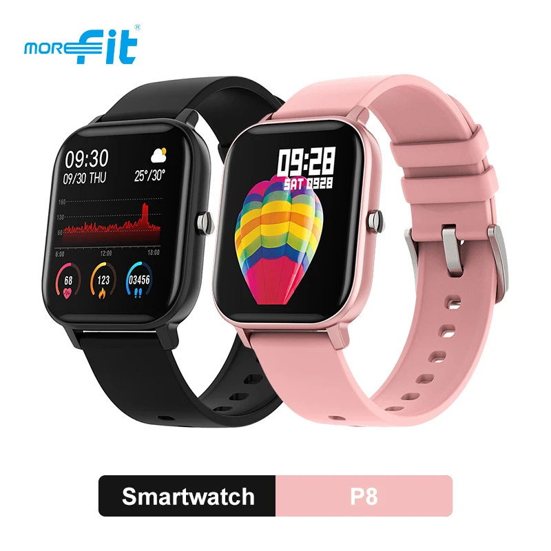 Morefit-reloj inteligente P8 Original para hombre y mujer, dispositivo completamente táctil de 1,4 pulgadas, resistente al agua, con Monitor de ritmo cardíaco durante el sueño