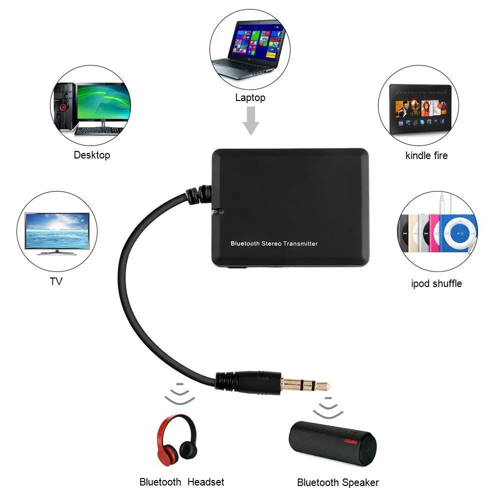 Мини Bluetooth аудио передатчик Бесплатный привод Передача аудио динамик беспроводной адаптер 3,5 мм выход для ноутбука планшета ПК