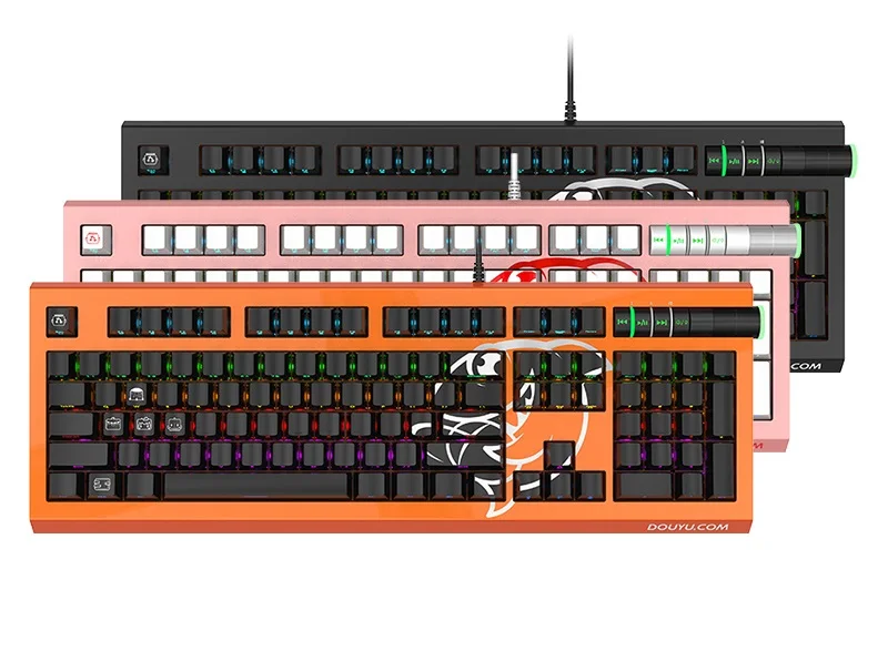 Ajazz Douyu DKM800 RGB с подсветкой Мультимедиа USB Проводная Механическая игровая клавиатура боковые резные брелки черная Ble Axis