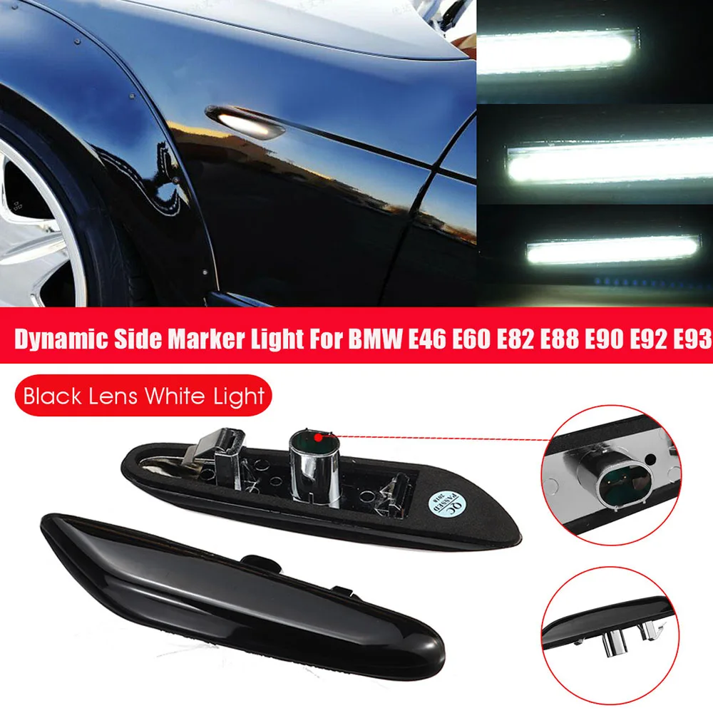 

1 Pair 3528SMD Side Marker LED Water Flow Turn Signal Light Lamp For BMW 3 Series E36 E46 E90/E91 E92/E93 5 Series E60/E61