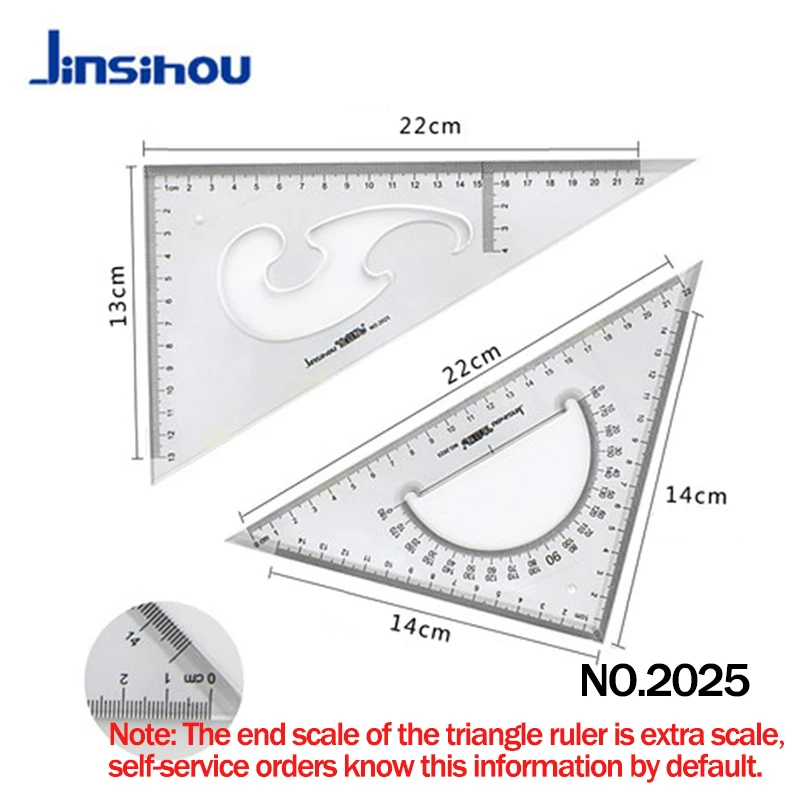 Jinsihou/Cokai многофункциональная скошенный Пластик Треугольники линейка 15/20/25/30/35 см для детей 2 шт./компл. в виде геометрических фигур Инженерная линейка транспортир - Цвет: Jinsihou25cm2pcs-set