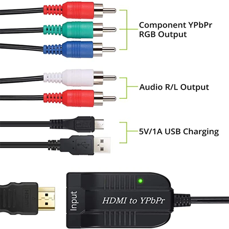 Scaler Hdmi ao Componente Rgb Rca Ypbpr Vídeo Mais r l 1080p Conversor de Áudio Adaptador tv pc - Image 4