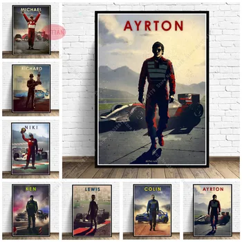 

NT833 Poster Print F1 Driver Ayrton Senna Colin Lewis Ken Michael Niki Painting Wall Art Canvas Picture Living Home Room Decor