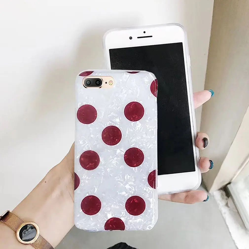 Подходит для Iphone 7 P/8 P Изысканный красный узор в горошек Универсальный Высококачественный ТПУ материал чехол для телефона
