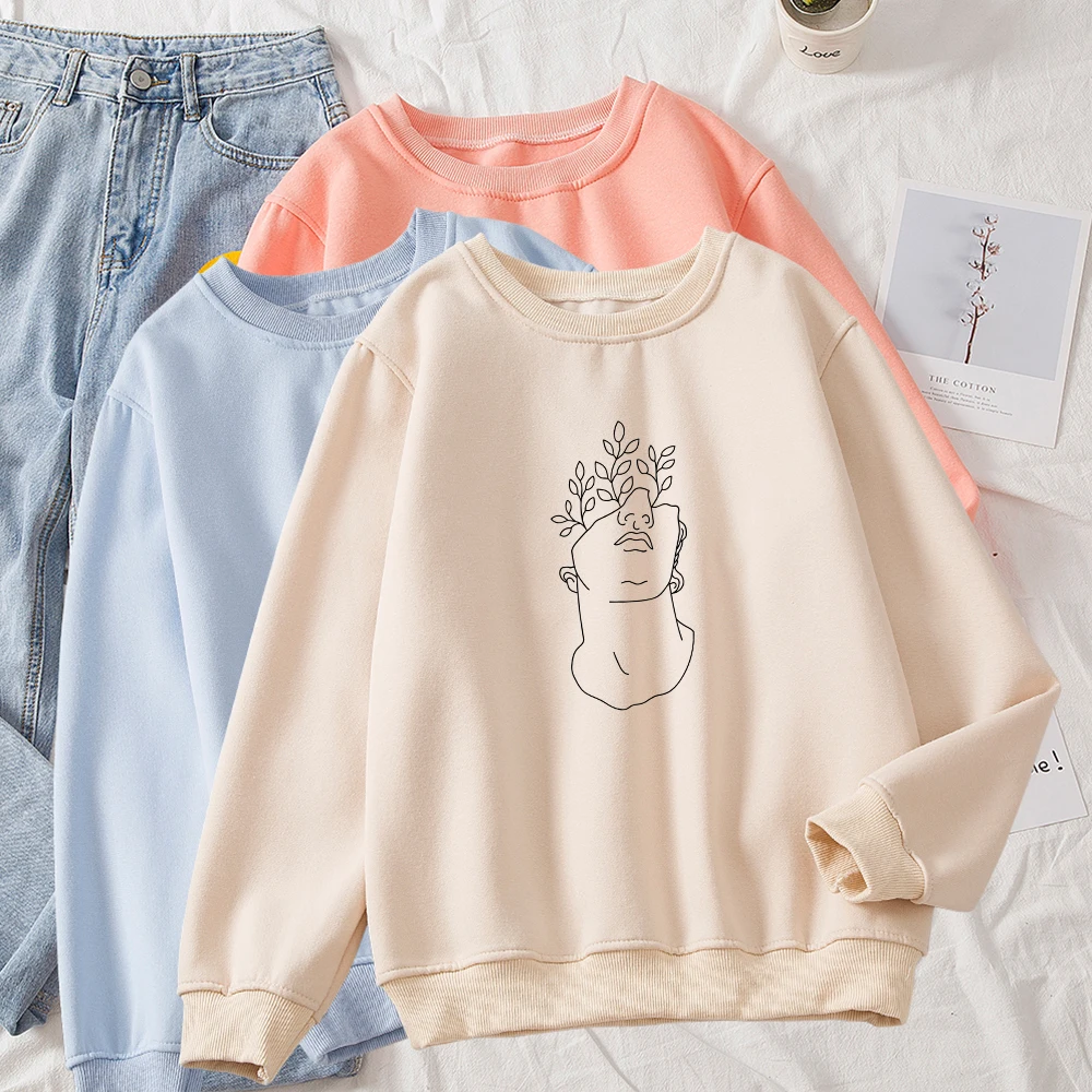 

Kpop Oversized Sweatshirts for Women Long Sleeve Aesthetic Hoodies Sweatshirt Hooded David Print Crew Neck Women Clothes
