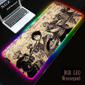 

XGZ Anime One Piece Gaming Mouse Pad RGB LED Lighting 7 Colorful Lockedge Mausepad Mat 25x35cm 35x90cm Keyboard Mice Mats