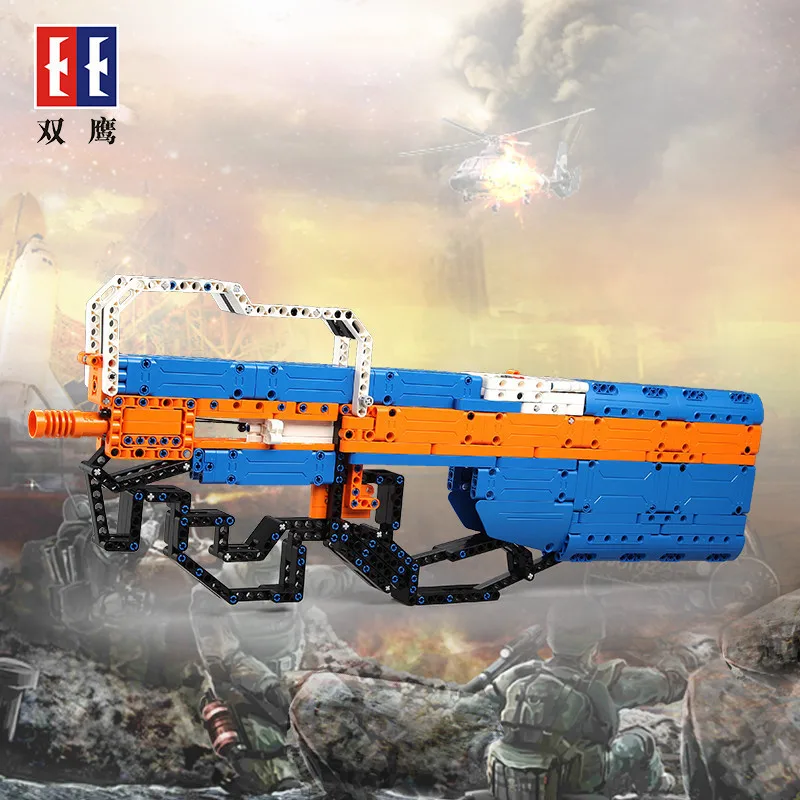 

Double e Assembled Building Blocks Gun Toy Cracking Tower Children Educational Building Blocks Military Model Building Blocks To