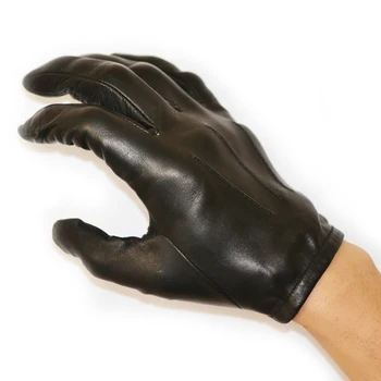 

Kimobaa man fashion ultrathin unlined whole piece of Italy leather short gloves black