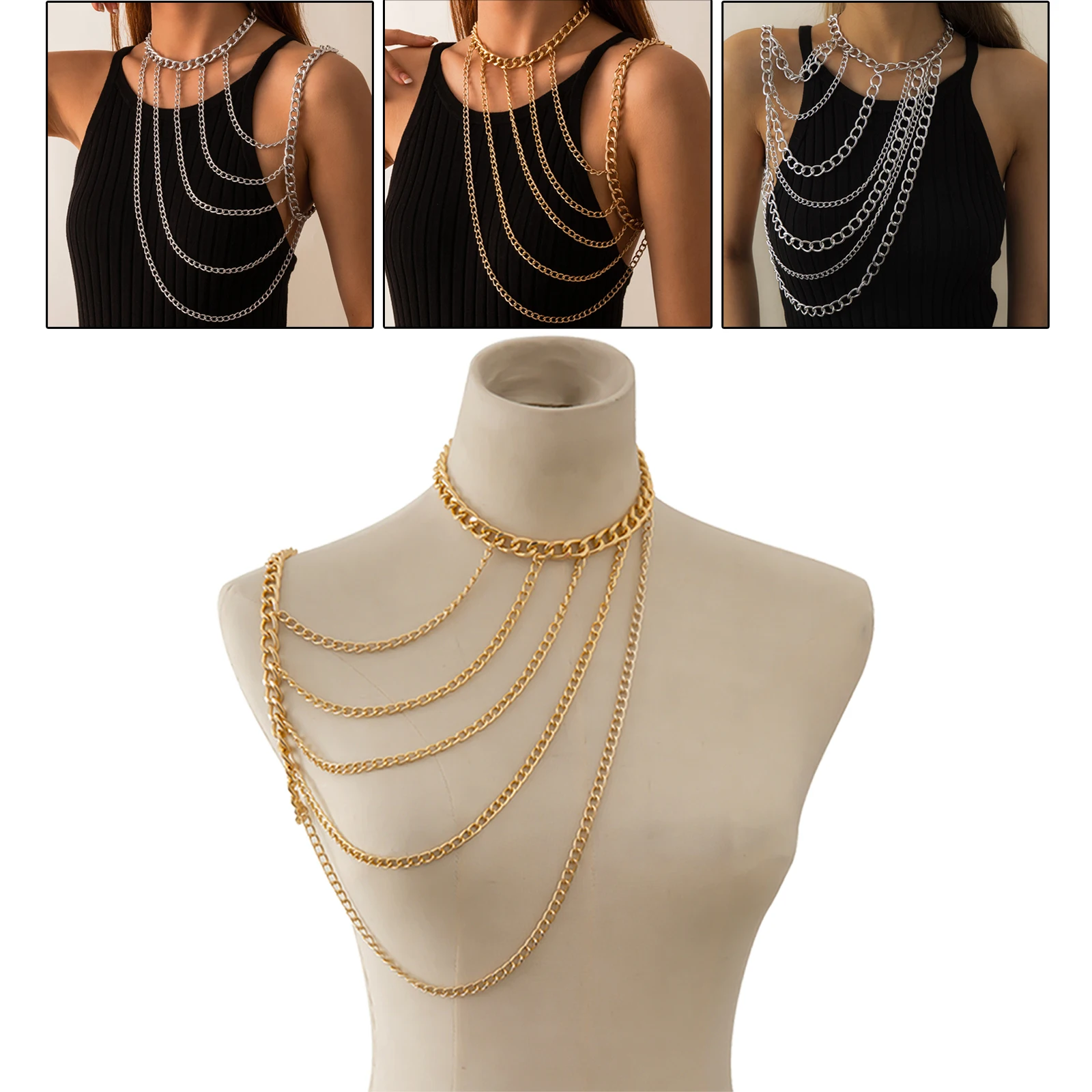 Sexy Shoulder Chain Necklace for Women Girls Multilayer Chain