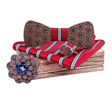 Взрывные модели деревянный галстук-бабочка для свадьбы Розовый галстук-бабочка квадратная брошь для шарфа набор запонок Мужские аксессуары логотип на заказ