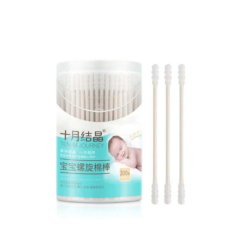 

TEN-M JOURNEY Sh67 Infant Ultra-Fine Axis Cotton Swab Spiral Cotton Swab Baby Cotton Swabs 200 Counts