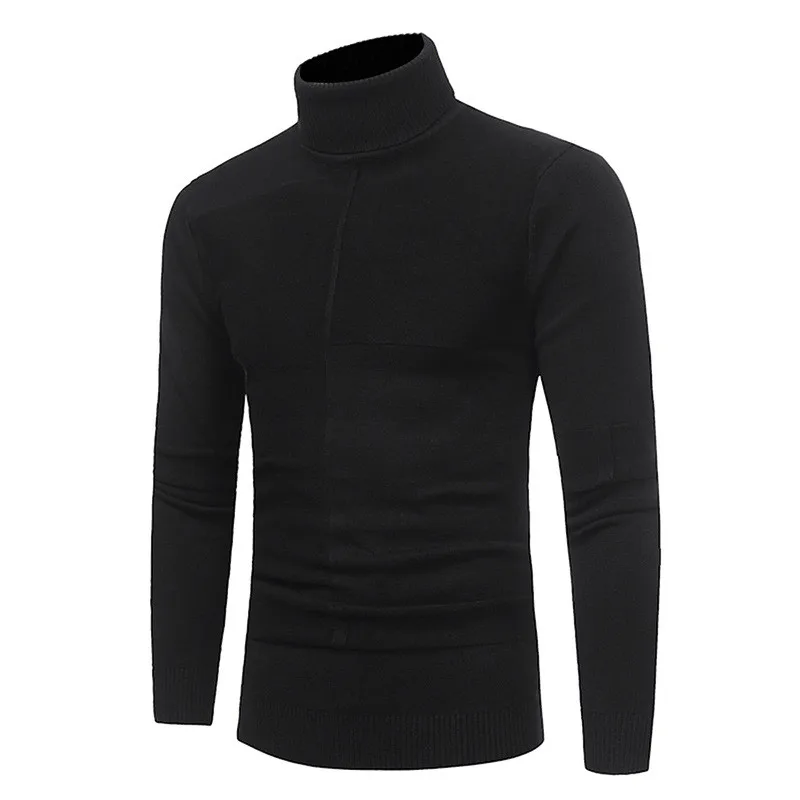 Men Winter Sweater Solid Color Long Sleeve High Neck Slim Sweater Top Simple Travel Fashion High Quality Sweaters Ropa Hombre 2
