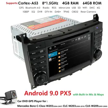 

DSP IPS 2 Din Auto Radio Android 9.0 For Mercedes/Benz/C-Class W203 C180 C200 C220 C230 C300 CLK200 CLK W209 CLC W203 Multimedia