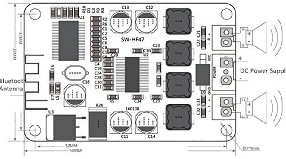 Bluetooth аудио Мощность TPA3110 2x15 Вт Bluetooth аудио усилитель мощности плата Bluetooth динамик