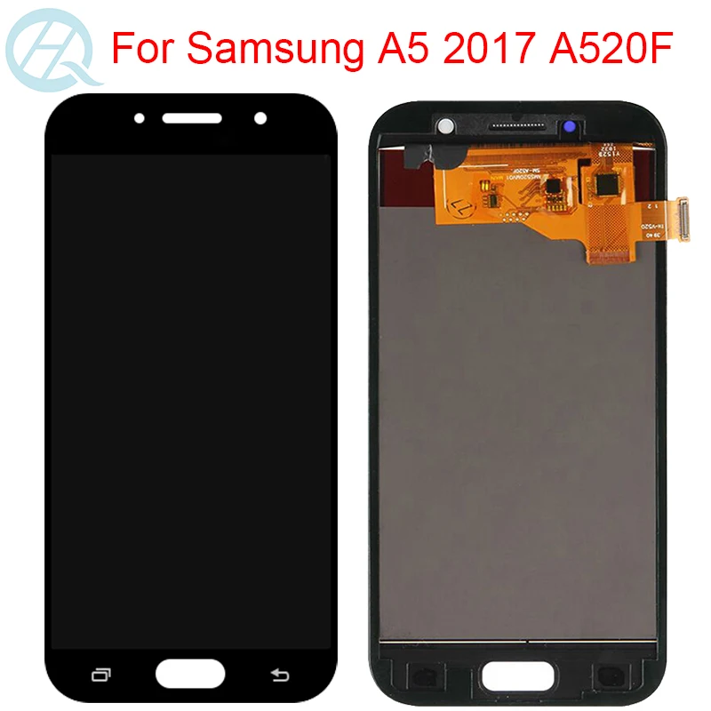 

TFT ЖК-дисплей для Samsung A5 2017, ЖК-дисплей с рамкой, сенсорный экран в сборе 5,2 дюйма, SM-A520F A520F, дисплей с сенсорной панелью в сборе