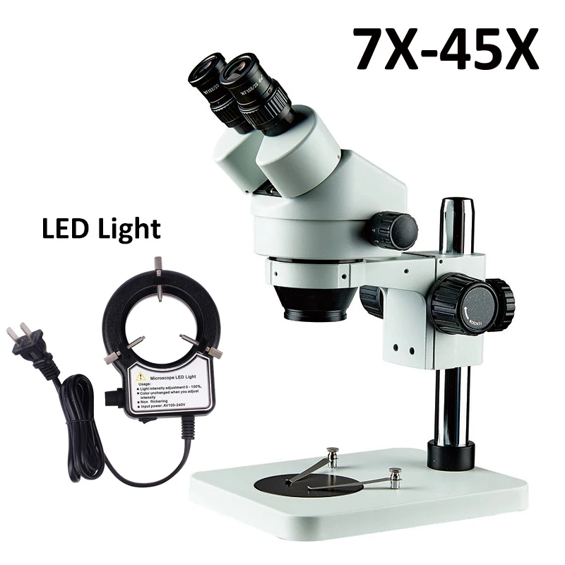 Стерео микроскоп бинокулярный simul-focal непрерывное Масштабирование 7~ 45X Биологический микроскоп с светодиодный контроль света PCB ремонт
