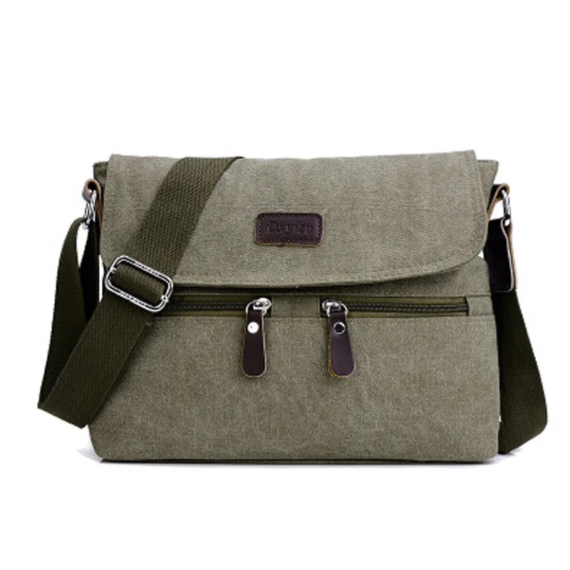 

2018 New Style MEN'S Bag Retro Single-shoulder Canvas Bag Zipper Solid Color One-Shoulder Cross-body Double Zipper School Bag Wh