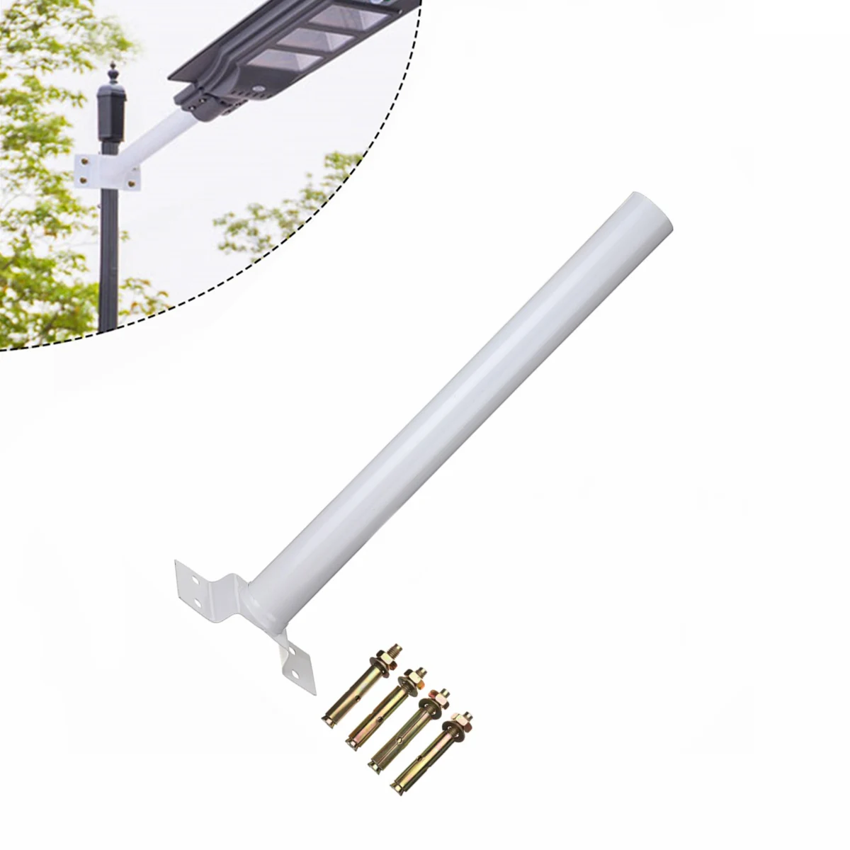 

500x50mm 60W 90W 120W LED Solar Street Light Support Btacket with Mounting Accessories White Color Installation Pole Frame