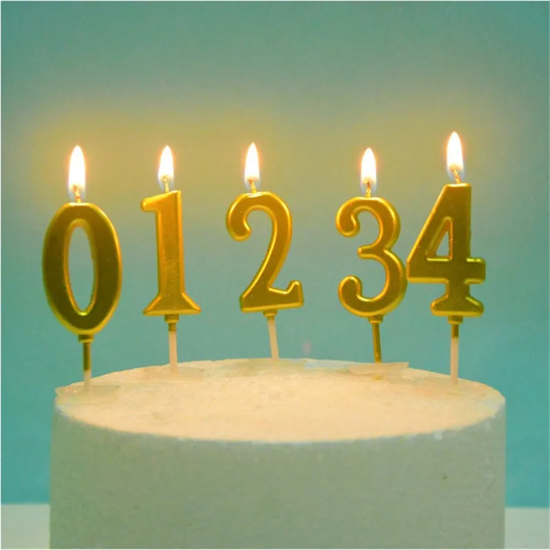 

Cakelove 1Pcs Happy Birthday Cake Topper Gold Number Candles Birthday Cake Decoration for Princess Candy Bar Baby Shower Party