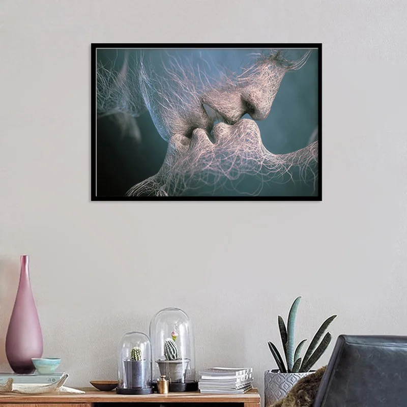 

New Best Selling Veins Characters Kiss Canvas Painting Couples Deep Affection Kiss Decorative Picture for Home Unframed Painting