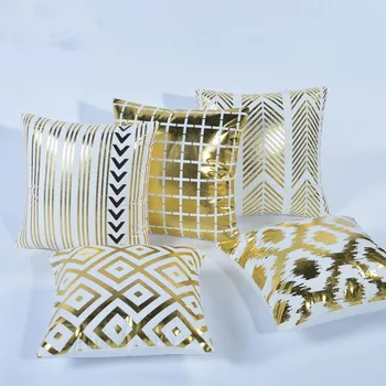 

Gold Bronzing Cushion Cover Geometric Velvet Gold White Decorative Pillow Case 45*45 Pineapple Sofa Home Decoration Pillowcover