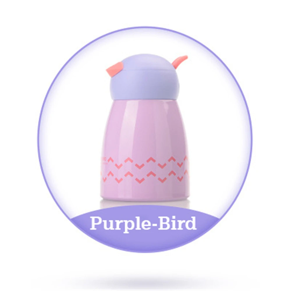 Purple bird Внутри и снаружи 304 Изолированная бутылка для воды из нержавеющей стали 260 мл креативные Детские Мультяшные портативные изоляционные бутылки для воды - Цвет: Purple bird