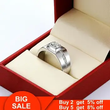 

Solitaire male Promise ring 925 Sterling silver AAAAA cz stone Engagement Wedding Band Rings for men Statement Party Jewelry