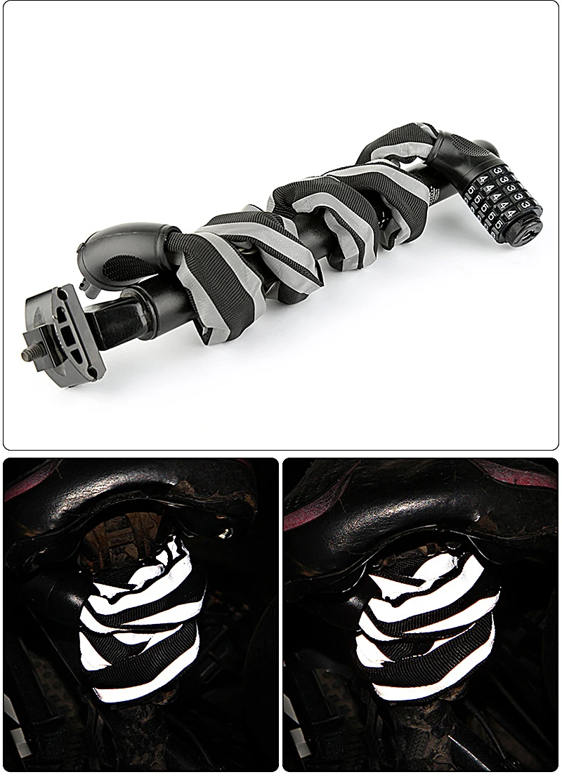 Bicycle Lock Chain Lock Anti-theft Mountain Bike Password Lock Steel Cable Lock Bicycle Universal Chain Lock Electric Car