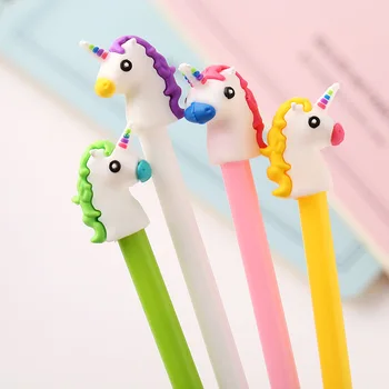 

4 pcs/lot 0.38mm Creative Unicorn Gel Pen Signature Pen Escolar Papelaria School Office Stationery Supply Promotional Gift