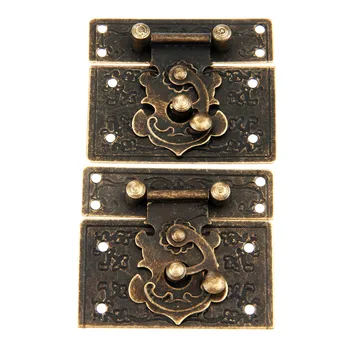 

2Pcs Antique Bronze Latch Hasps Drawer Latches for Furniture Jewelry Wooden Box Suitcases Hasp Latch With Screws 55*47MM