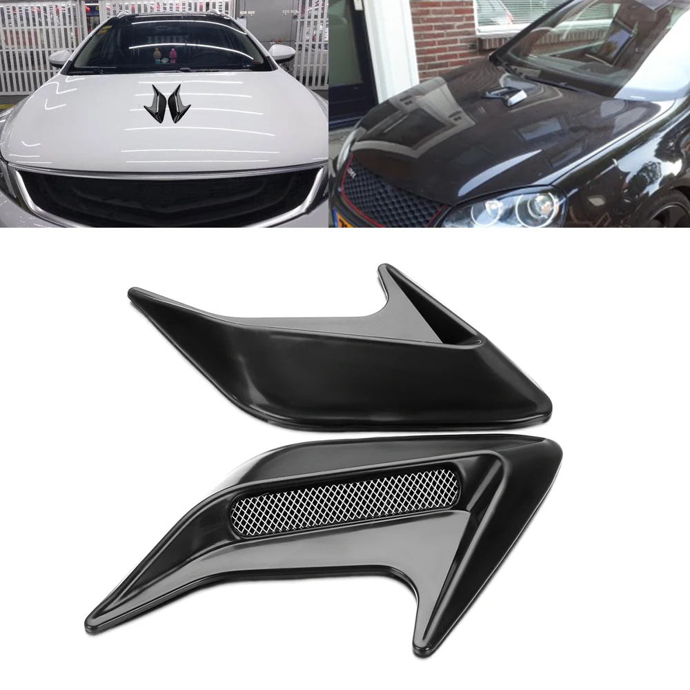 2Pcs Car Side Fender Vent Air Wing Stickers Trim Shark Fin Cover ABS Universal 