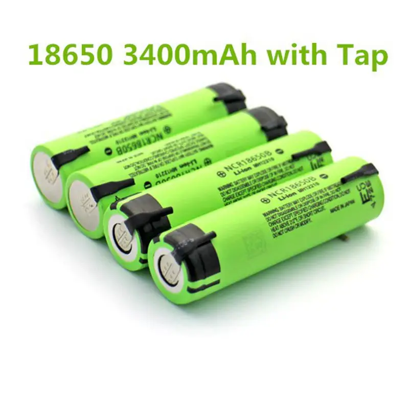 

4pcs 100% original 18650 3400 mAh 3.7 V lithium-ion Rechargebale battery with tab Spot welding NCR18650B 3400mah battery