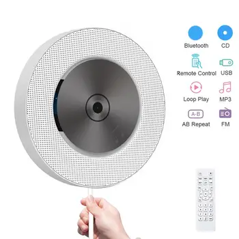 

Bluetooth CD Player Portable Wall Mounted Music Player HiFi Speaker Repeater FM Radio Remote Control Built-in HiFi Speakers MP3
