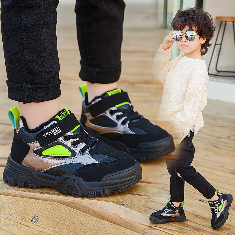 

Girls Shoe Children BOY Kids Children plus Velvet Athletic Shoes 2019 Autumn & Winter New Style Men's Bo