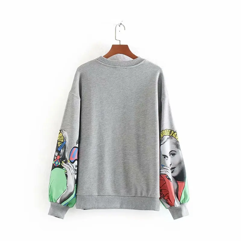Günstig Neue Frauen elegante moderne schönheit muster druck casual chic sweatershirts weibliche herbst langarm grund hoodies tops H105