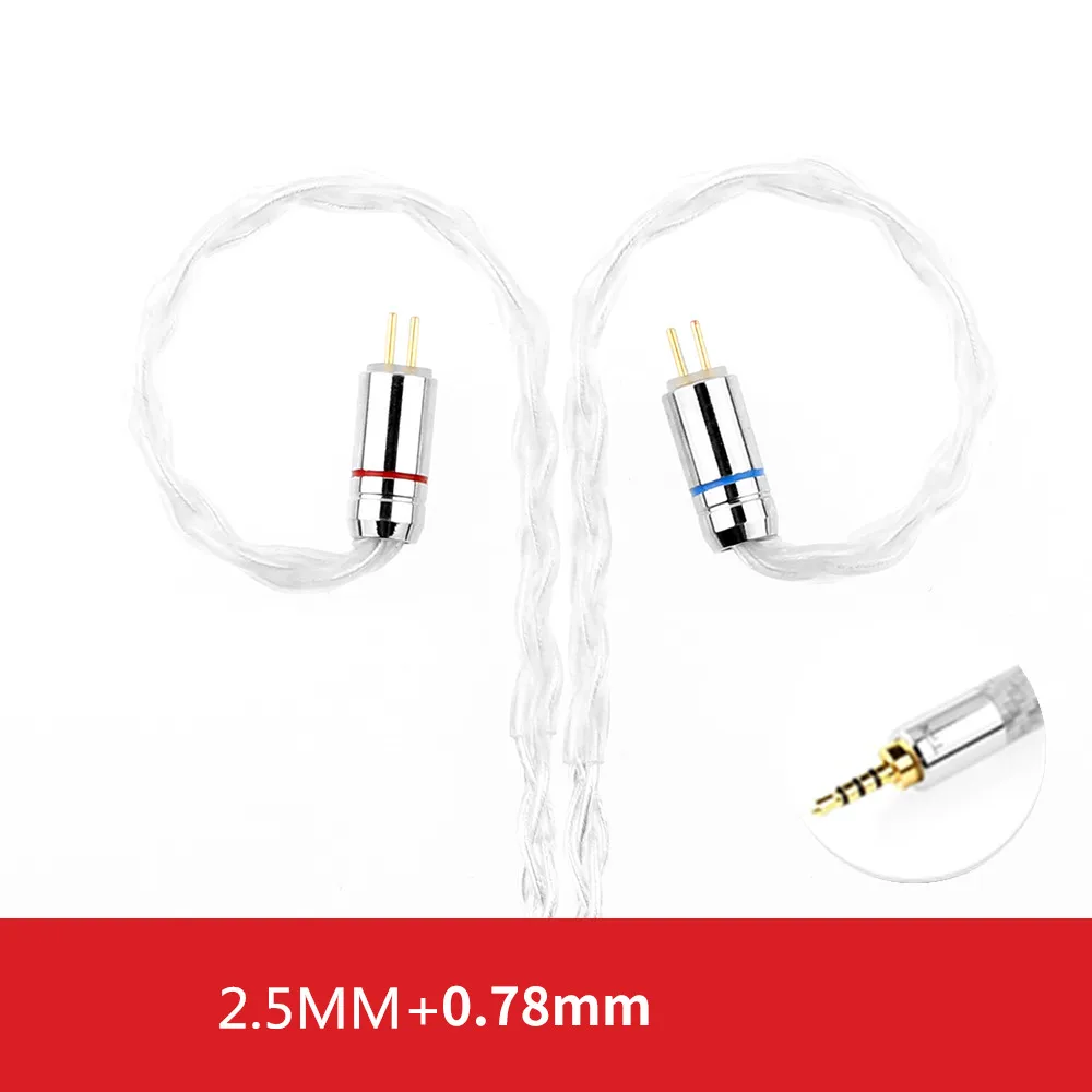 2.5mm 0.78mm T3 кабель для обновления наушников из чистого серебра 2,5 3,5 мм 0,75 0,78 MMCX разъем используется для FIIO TFZ QDC SE846 ZST ZS10 ZSN T2 PRO гарнитура - Цвет: 2.5mm 0.78mm