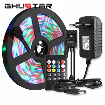 

Led Strip Light 12V 5M 60leds/m SMD2835 Diode Tape Waterproof 20key Remote Control Music Sync Bar RGB Ribbon Backlight Lighting