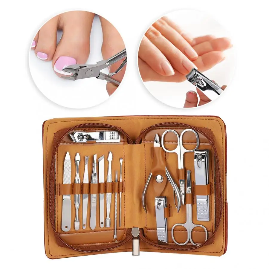 14 шт./компл. Нержавеющая сталь маникюра и педикюра, фрезер машинки для стрижки ногтей, набор для ногтей Уход за лошадьми набор инструментов для ухода за ногтями Маникюрный педикюрный набор инструментов