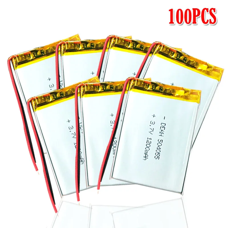 100pcs 2/4 3,7 V 1200 mAh 504055 литий-полимерный Li-Po Li ion Перезаряжаемые Батарея для mp4 mp5 gps DVR Bluetooth говорящая игрушка Lipo сотовый - Цвет: 100pcs