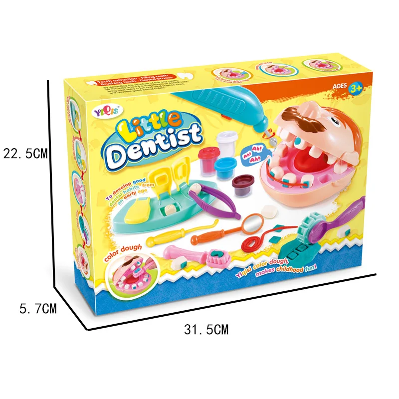 Children Plasticine Tools Pretend Play Toy Dentist Check Teeth Model Set Clay Mold Toy Role Play Early Learning Toys 6