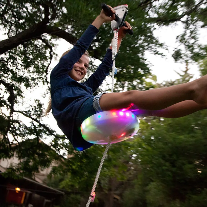 Kids Slackers Swing Seat Glowing Night Riderz Led Disc Flying Saucer Swing Set With Zipline Outdoor Toys Kids Slackers Swing Seat Glowing Night Riderz Led Disc Flying Saucer Swing Set With Zipline Outdoor Toys