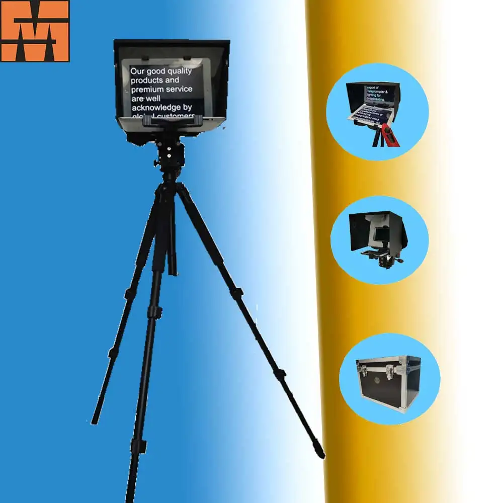 

Best Popular 10 inch Portable studio teleprompter support 5-7 inch mobile phone and 10-11inch tablet for speech