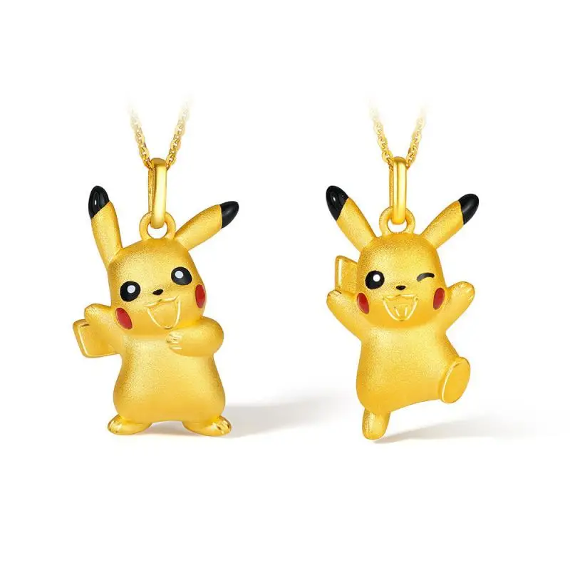 Kawaii Pokemon Anime Series Electric Type Pikachu Model Toys 18K Necklace Pendant Toy for Boys Girls Gifts | Игрушки и хобби